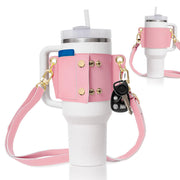 Water Bottle Handle Shoulder Strap For 30-40oz Bottles PU Leather Tumbler Handle Water Bottle Sling Accessory