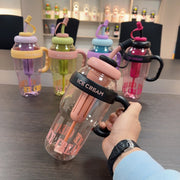 Plastic Lucky Water Bottle With Straw Kitchen Gadgets