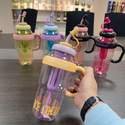 Plastic Lucky Water Bottle With Straw Kitchen Gadgets