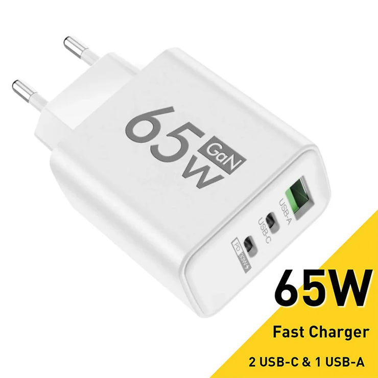 GaN Fast Charging 65W USB Type C Charger EU KR PD 3.0 Quick Charge