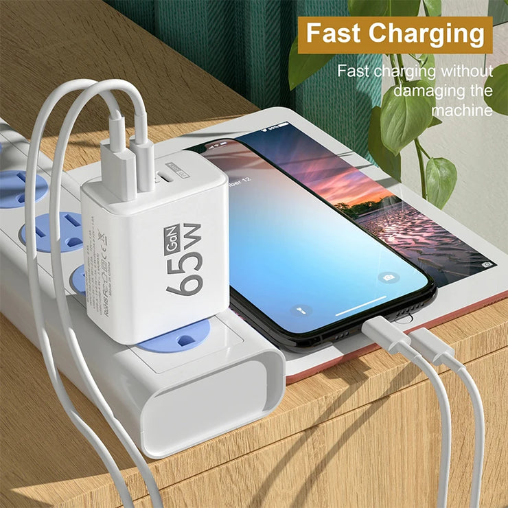 GaN Fast Charging 65W USB Type C Charger EU KR PD 3.0 Quick Charge