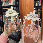 Straw Plastic Portable Water Bottle For Drinking Tea